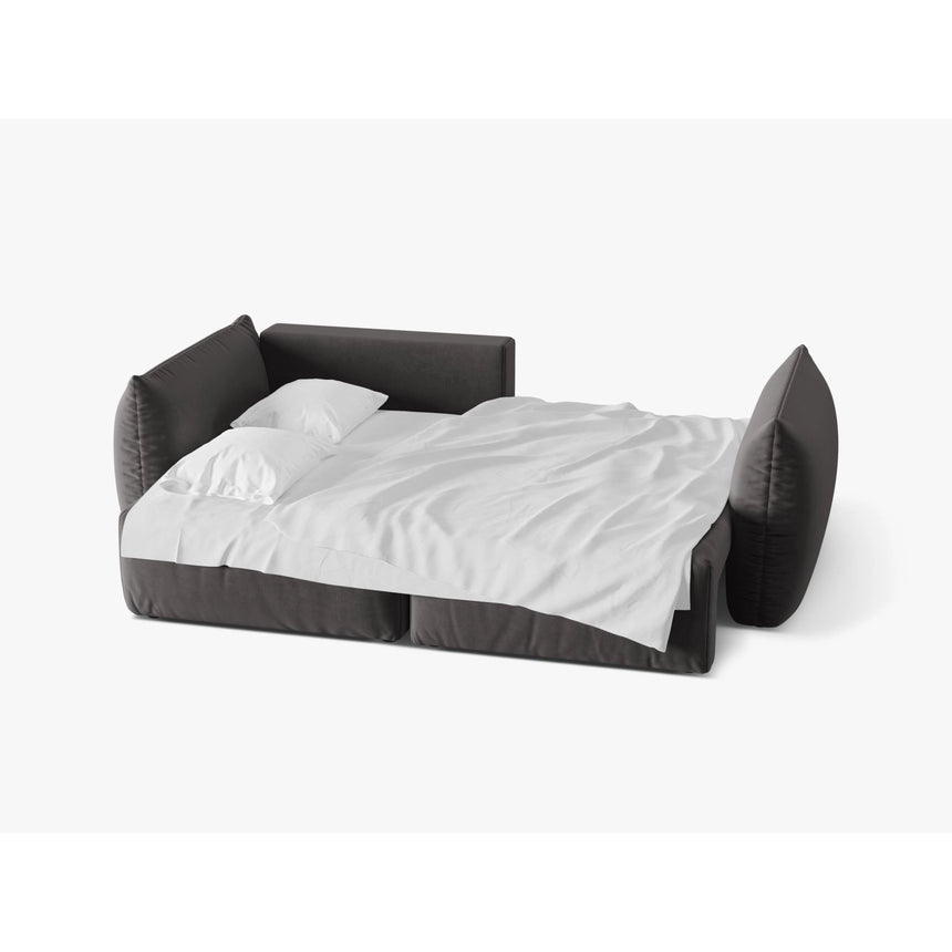 Bloom Modulares 3-Sitzer Ecksofa mit Schlaffunktion und Bettkasten, Linke Seite, aus Samt in Dunkelgrau (Casino Graphite), 250x152 cm von Micadoni – Bild 4