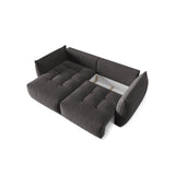 Bloom Modulares 3-Sitzer Ecksofa mit Schlaffunktion und Bettkasten, Linke Seite, aus Samt in Dunkelgrau (Casino Graphite), 250x152 cm von Micadoni – Bild 6