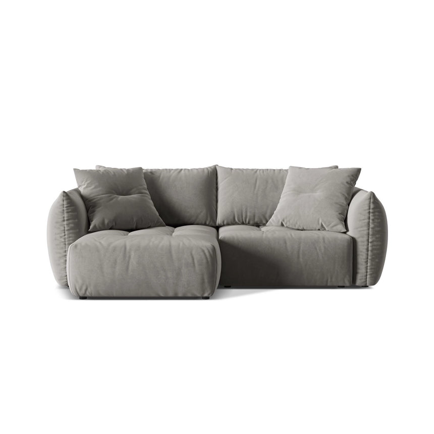 Bloom Modulares 3-Sitzer Ecksofa mit Schlaffunktion und Bettkasten, Linke Seite, aus Samt in Grau (Casino Stone), 250x152 cm von Micadoni – Bild 1