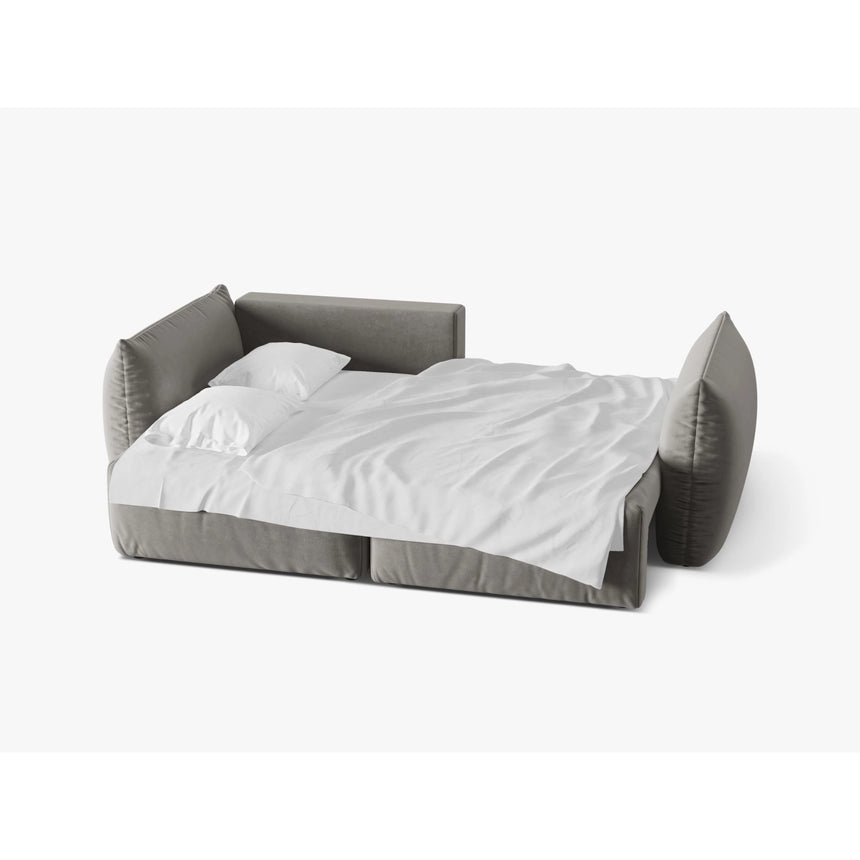 Bloom Modulares 3-Sitzer Ecksofa mit Schlaffunktion und Bettkasten, Linke Seite, aus Samt in Grau (Casino Stone), 250x152 cm von Micadoni – Bild 4