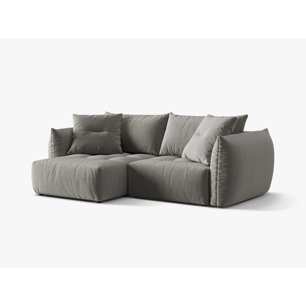 Bloom Modulares 3-Sitzer Ecksofa mit Schlaffunktion und Bettkasten, Linke Seite, aus Samt in Grau (Casino Stone), 250x152 cm von Micadoni – Bild 5