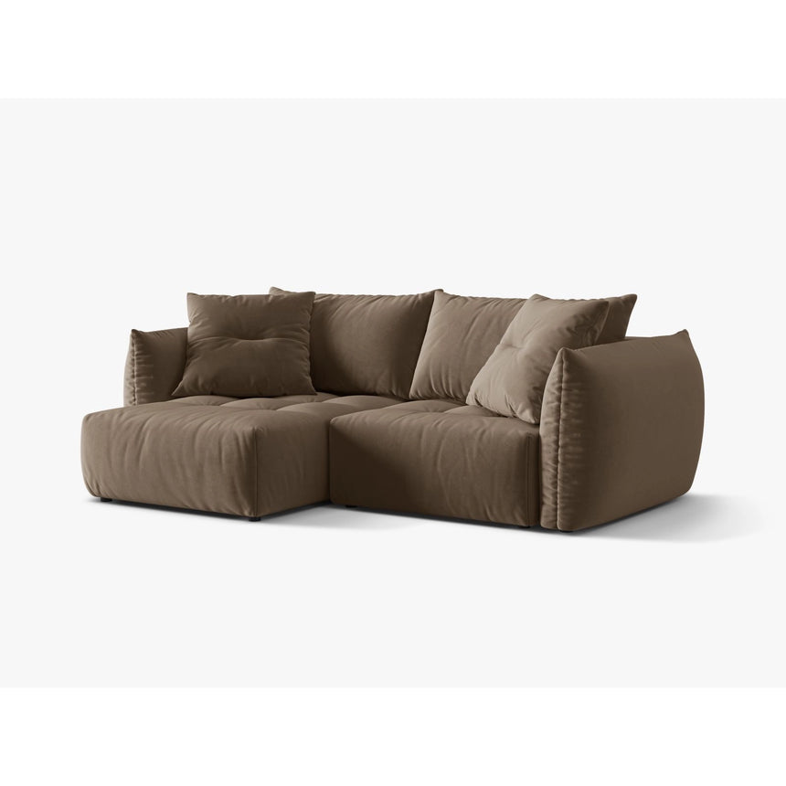 Bloom Modulares 3-Sitzer Ecksofa mit Schlaffunktion und Bettkasten, Linke Seite, aus Samt in Hellbraun (Casino Taupe), 250x152 cm von Micadoni – Bild 5