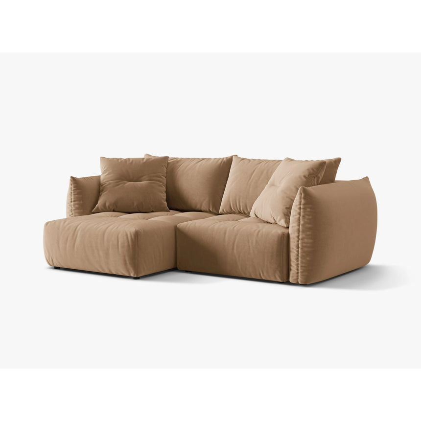 Bloom Modulares 3-Sitzer Ecksofa mit Schlaffunktion und Bettkasten, Linke Seite, aus Samt in Sand (Casino Lion), 250x152 cm von Micadoni – Bild 5