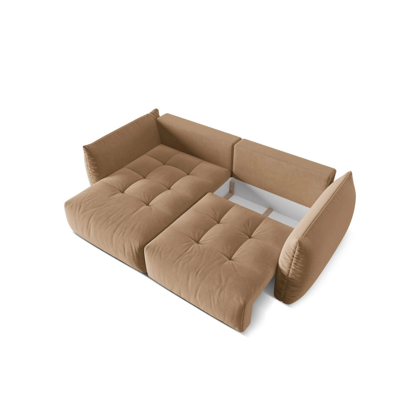 Bloom Modulares 3-Sitzer Ecksofa mit Schlaffunktion und Bettkasten, Linke Seite, aus Samt in Sand (Casino Lion), 250x152 cm von Micadoni – Bild 6