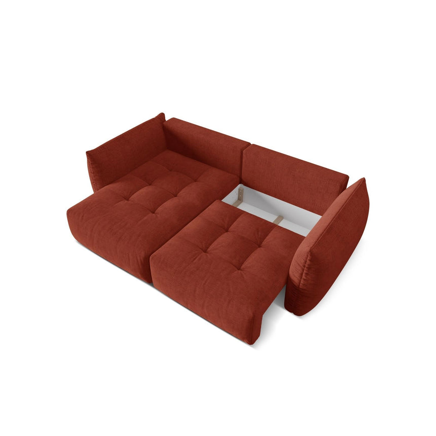 Bloom Modulares 3-Sitzer Ecksofa mit Schlaffunktion und Bettkasten, Linke Seite, aus Strukturierter Stoff in Auburn (Wind 52), 250x152 cm von Micadoni – Bild 5