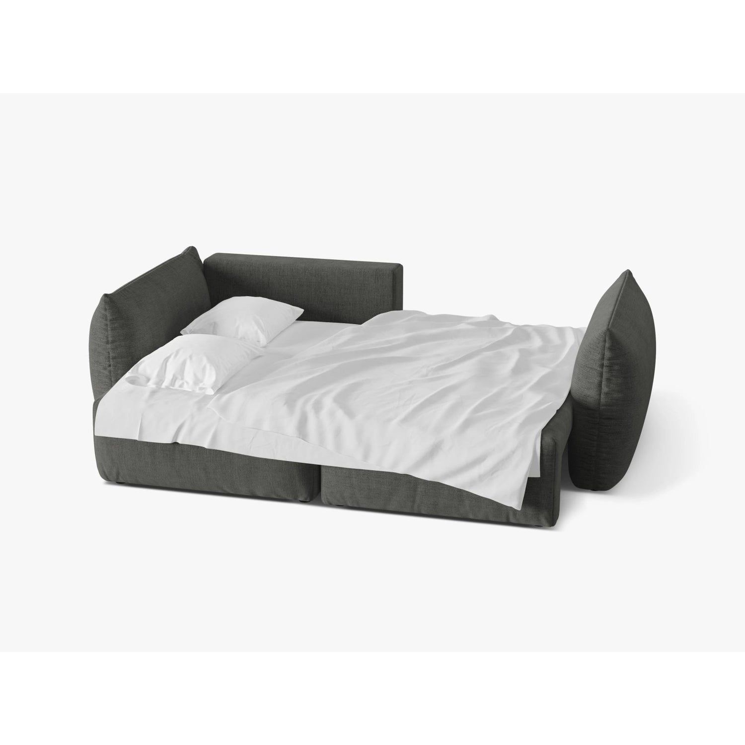 Bloom Modulares 3-Sitzer Ecksofa mit Schlaffunktion und Bettkasten, Linke Seite, aus Strukturierter Stoff in Dunkelgrau (Wind 89), 250x152 cm von Micadoni – Bild 3