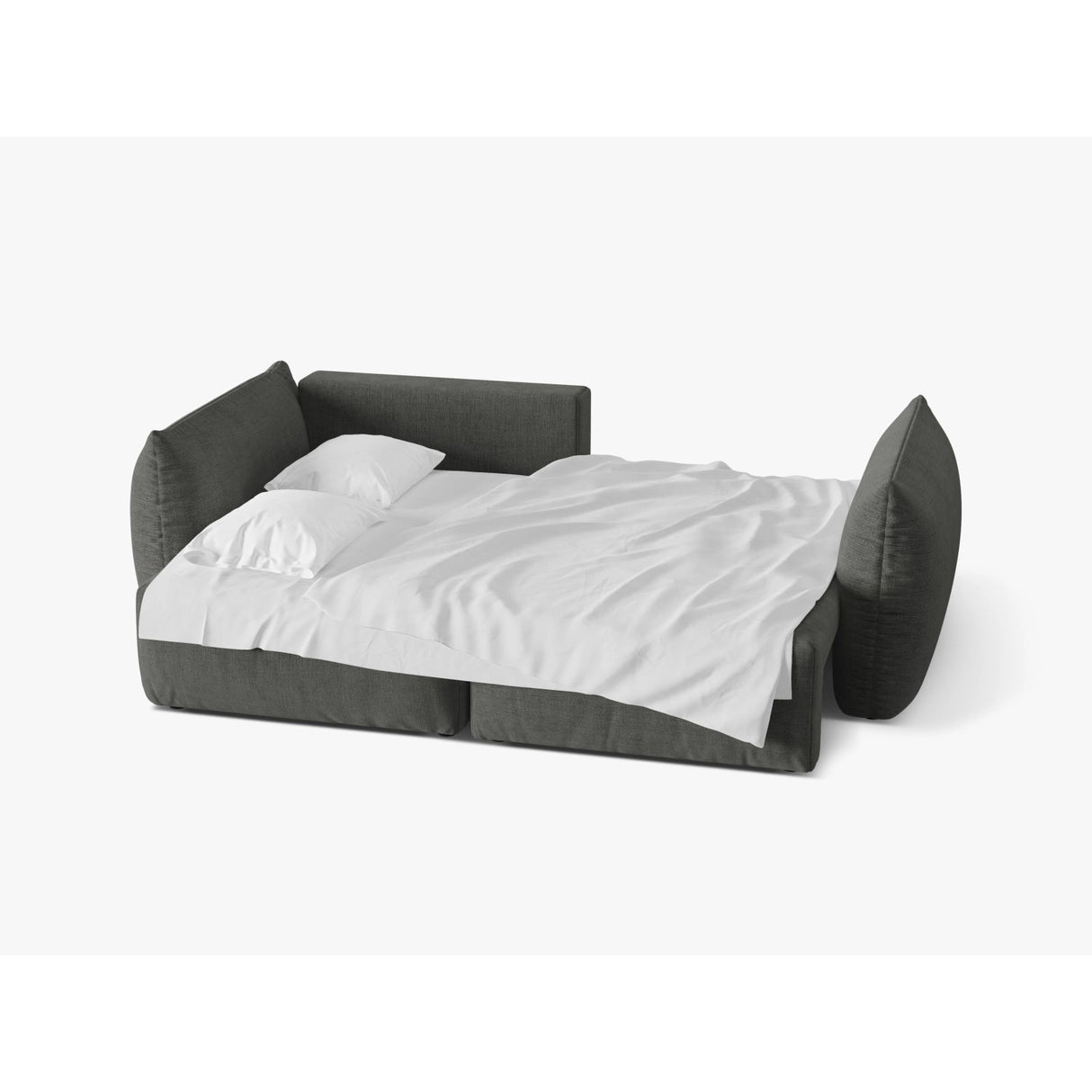 Bloom Modulares 3-Sitzer Ecksofa mit Schlaffunktion und Bettkasten, Linke Seite, aus Strukturierter Stoff in Dunkelgrau (Wind 89), 250x152 cm von Micadoni – Bild 3