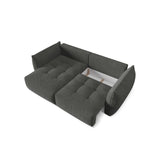 Bloom Modulares 3-Sitzer Ecksofa mit Schlaffunktion und Bettkasten, Linke Seite, aus Strukturierter Stoff in Dunkelgrau (Wind 89), 250x152 cm von Micadoni – Bild 5
