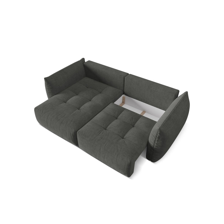 Bloom Modulares 3-Sitzer Ecksofa mit Schlaffunktion und Bettkasten, Linke Seite, aus Strukturierter Stoff in Dunkelgrau (Wind 89), 250x152 cm von Micadoni – Bild 5