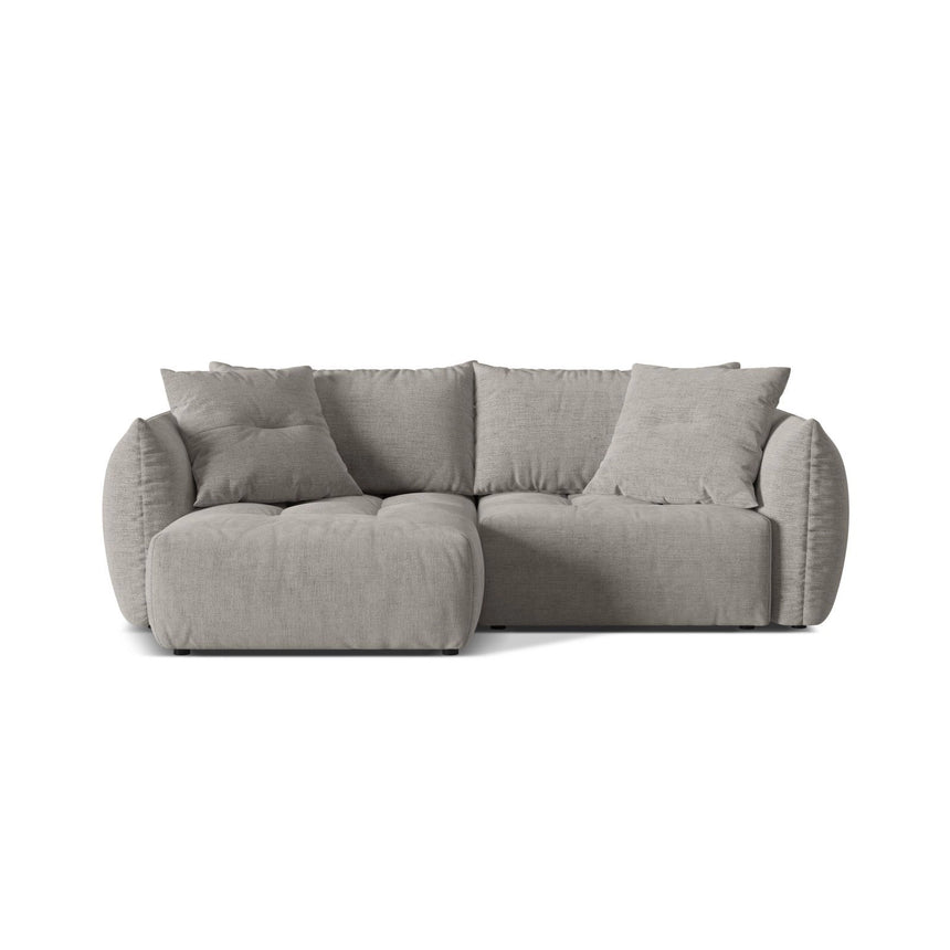 Bloom Modulares 3-Sitzer Ecksofa mit Schlaffunktion und Bettkasten, Linke Seite, aus Strukturierter Stoff in Hellgrau (Wind 84), 250x152 cm von Micadoni – Bild 1