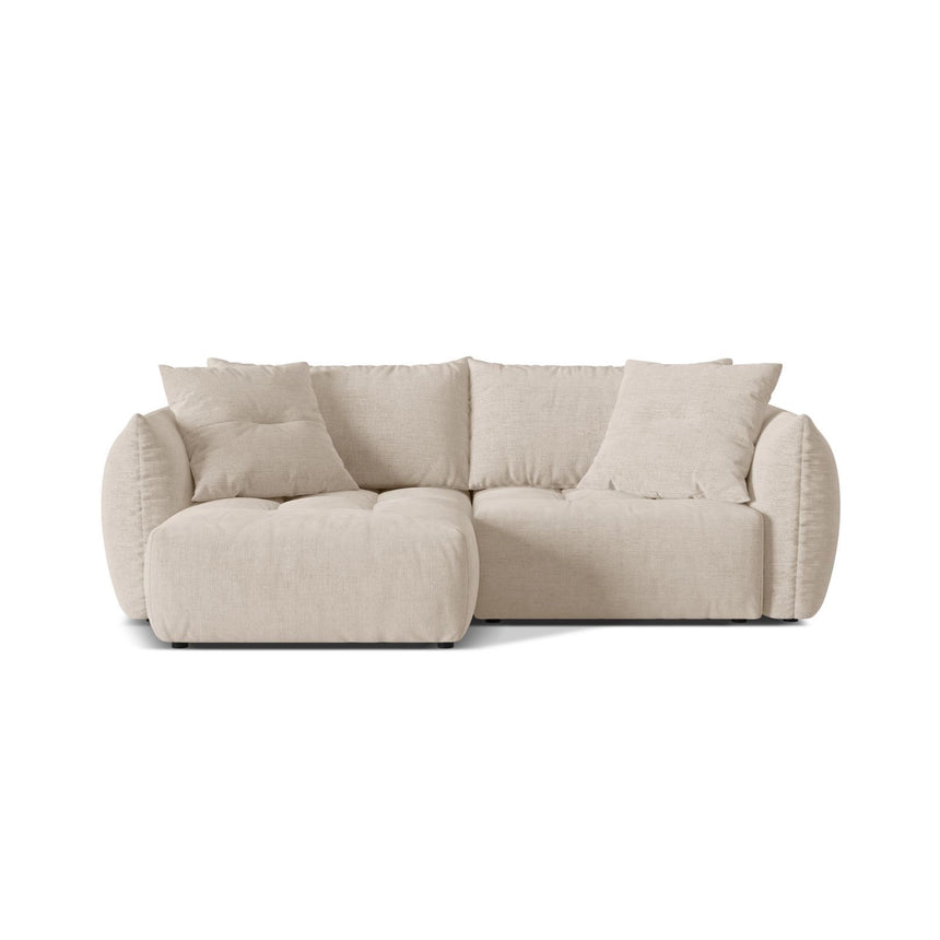 Bloom Modulares 3-Sitzer Ecksofa mit Schlaffunktion und Bettkasten, Linke Seite, aus Strukturierter Stoff in Leichtes Beige (Wind 05), 250x152 cm von Micadoni – Bild 1