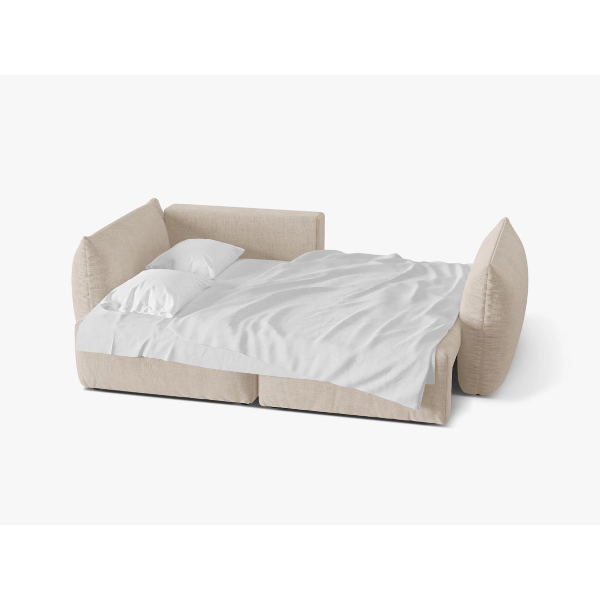Bloom Modulares 3-Sitzer Ecksofa mit Schlaffunktion und Bettkasten, Linke Seite, aus Strukturierter Stoff in Leichtes Beige (Wind 05), 250x152 cm von Micadoni – Bild 3