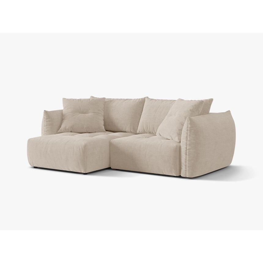 Bloom Modulares 3-Sitzer Ecksofa mit Schlaffunktion und Bettkasten, Linke Seite, aus Strukturierter Stoff in Leichtes Beige (Wind 05), 250x152 cm von Micadoni – Bild 4