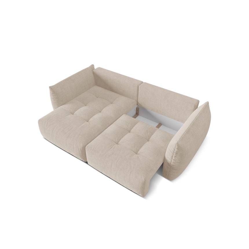 Bloom Modulares 3-Sitzer Ecksofa mit Schlaffunktion und Bettkasten, Linke Seite, aus Strukturierter Stoff in Leichtes Beige (Wind 05), 250x152 cm von Micadoni – Bild 5