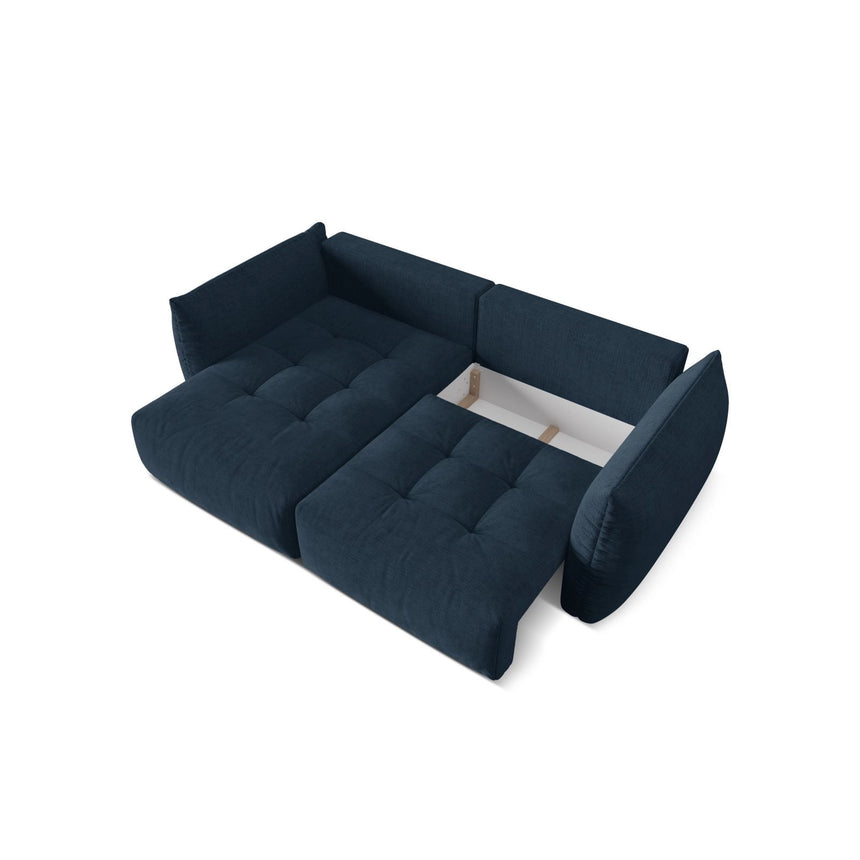 Bloom Modulares 3-Sitzer Ecksofa mit Schlaffunktion und Bettkasten, Linke Seite, aus Strukturierter Stoff in Marineblau (Wind 77), 250x152 cm von Micadoni – Bild 5