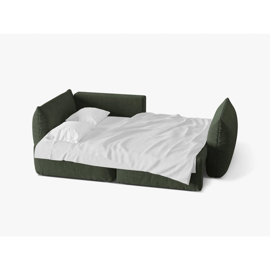 Bloom Modulares 3-Sitzer Ecksofa mit Schlaffunktion und Bettkasten, Linke Seite, aus Strukturierter Stoff in Moosgrün (Wind 75), 250x152 cm von Micadoni – Bild 3