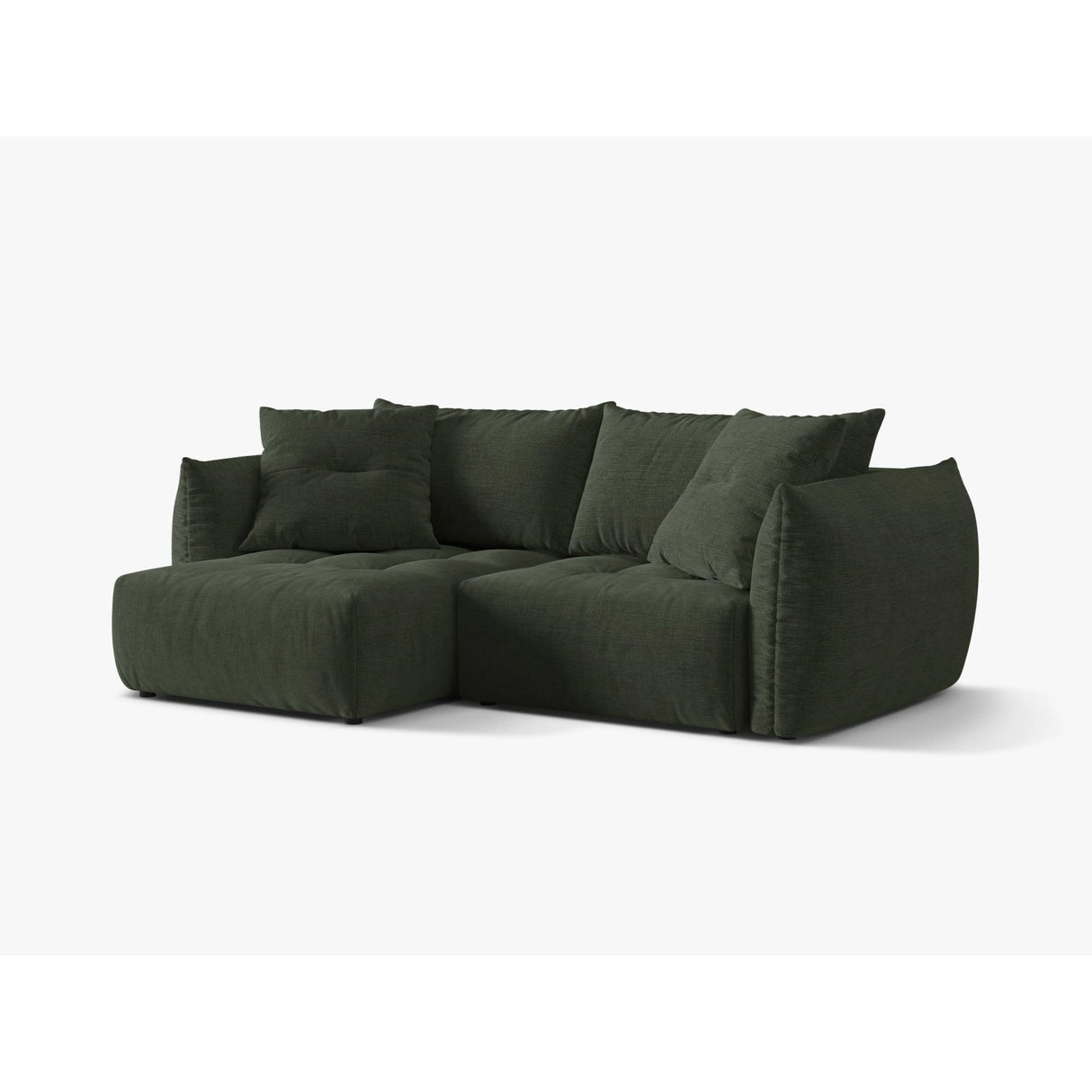 Bloom Modulares 3-Sitzer Ecksofa mit Schlaffunktion und Bettkasten, Linke Seite, aus Strukturierter Stoff in Moosgrün (Wind 75), 250x152 cm von Micadoni – Bild 4