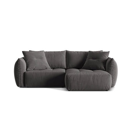 Bloom Modulares 3-Sitzer Ecksofa mit Schlaffunktion und Bettkasten, Rechte Seite, aus Samt in Dunkelgrau (Casino Graphite), 250x152 cm von Micadoni – Bild 1