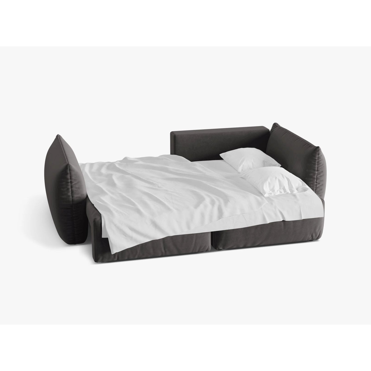 Bloom Modulares 3-Sitzer Ecksofa mit Schlaffunktion und Bettkasten, Rechte Seite, aus Samt in Dunkelgrau (Casino Graphite), 250x152 cm von Micadoni – Bild 4