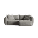 Bloom Modulares 3-Sitzer Ecksofa mit Schlaffunktion und Bettkasten, Rechte Seite, aus Samt in Grau (Casino Stone), 250x152 cm von Micadoni – Bild 1