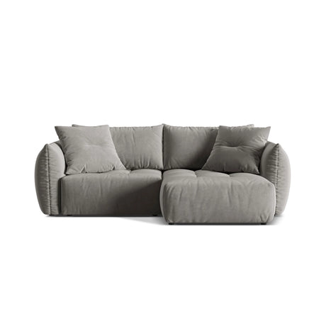 Bloom Modulares 3-Sitzer Ecksofa mit Schlaffunktion und Bettkasten, Rechte Seite, aus Samt in Grau (Casino Stone), 250x152 cm von Micadoni – Bild 1