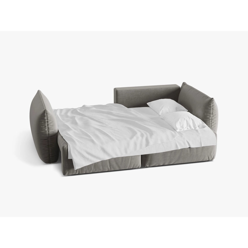 Bloom Modulares 3-Sitzer Ecksofa mit Schlaffunktion und Bettkasten, Rechte Seite, aus Samt in Grau (Casino Stone), 250x152 cm von Micadoni – Bild 4