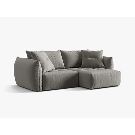 Bloom Modulares 3-Sitzer Ecksofa mit Schlaffunktion und Bettkasten, Rechte Seite, aus Samt in Grau (Casino Stone), 250x152 cm von Micadoni – Bild 5