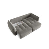 Bloom Modulares 3-Sitzer Ecksofa mit Schlaffunktion und Bettkasten, Rechte Seite, aus Samt in Grau (Casino Stone), 250x152 cm von Micadoni – Bild 6