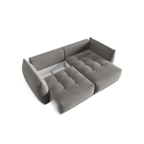 Bloom Modulares 3-Sitzer Ecksofa mit Schlaffunktion und Bettkasten, Rechte Seite, aus Samt in Grau (Casino Stone), 250x152 cm von Micadoni – Bild 6
