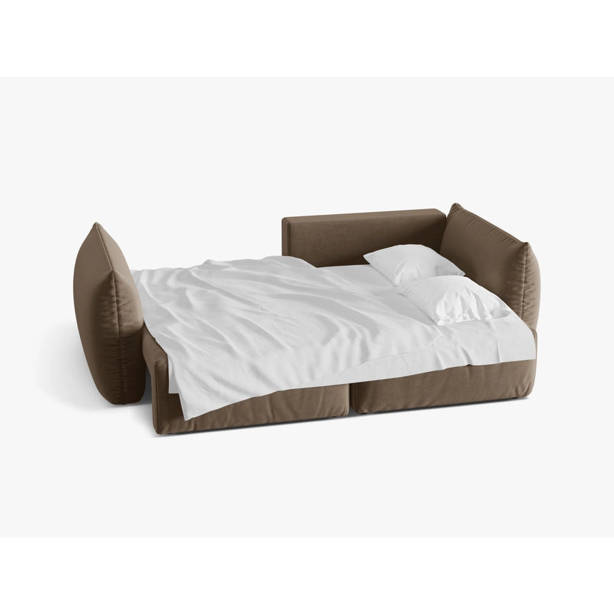 Bloom Modulares 3-Sitzer Ecksofa mit Schlaffunktion und Bettkasten, Rechte Seite, aus Samt in Hellbraun (Casino Taupe), 250x152 cm von Micadoni – Bild 4