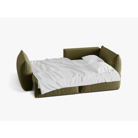 Bloom Modulares 3-Sitzer Ecksofa mit Schlaffunktion und Bettkasten, Rechte Seite, aus Samt in Hellgrün (Casino Forest), 250x152 cm von Micadoni – Bild 4