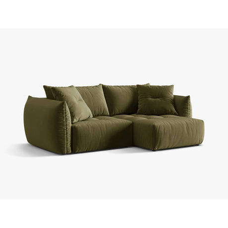 Bloom Modulares 3-Sitzer Ecksofa mit Schlaffunktion und Bettkasten, Rechte Seite, aus Samt in Hellgrün (Casino Forest), 250x152 cm von Micadoni – Bild 5