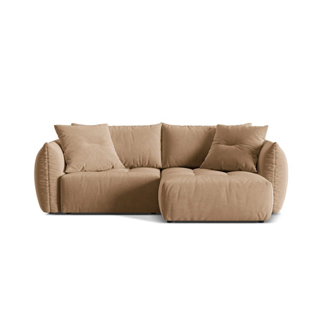 Bloom Modulares 3-Sitzer Ecksofa mit Schlaffunktion und Bettkasten, Rechte Seite, aus Samt in Sand (Casino Lion), 250x152 cm von Micadoni – Bild 1