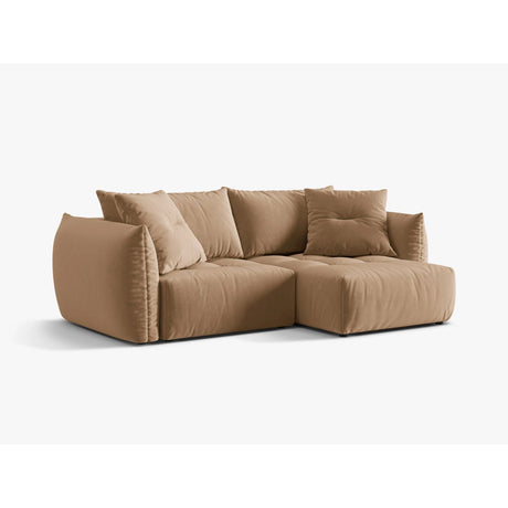 Bloom Modulares 3-Sitzer Ecksofa mit Schlaffunktion und Bettkasten, Rechte Seite, aus Samt in Sand (Casino Lion), 250x152 cm von Micadoni – Bild 5