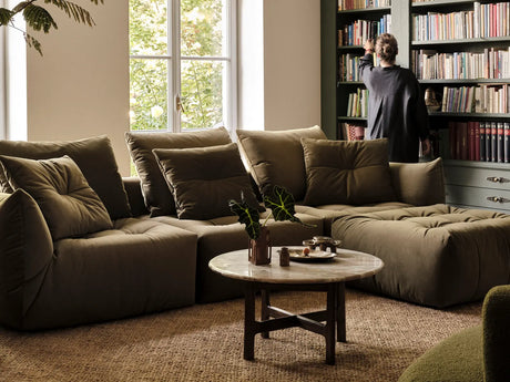 Bloom Modulares 3-Sitzer Ecksofa mit Schlaffunktion und Bettkasten, Rechte Seite, aus Samt oder Strukturstoff, 250x152 cm von Micadoni – Bild 3