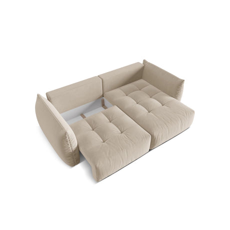 Bloom Modulares 3-Sitzer Ecksofa mit Schlaffunktion und Bettkasten, Rechte Seite, aus Samt oder Strukturstoff, 250x152 cm von Micadoni – Bild 6