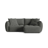 Bloom Modulares 3-Sitzer Ecksofa mit Schlaffunktion und Bettkasten, Rechte Seite, aus Strukturierter Stoff in Dunkelgrau (Wind 89), 250x152 cm von Micadoni – Bild 1