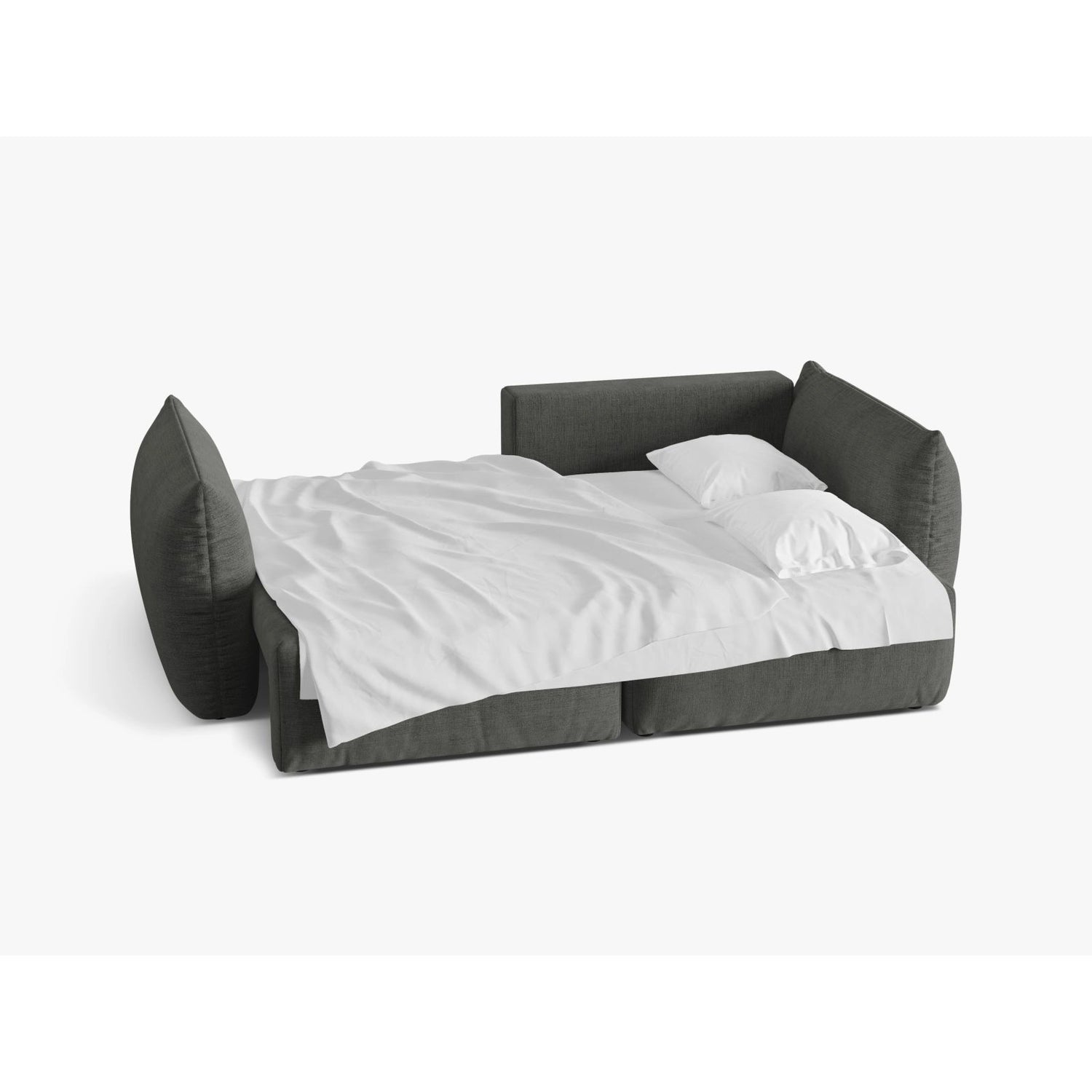 Bloom Modulares 3-Sitzer Ecksofa mit Schlaffunktion und Bettkasten, Rechte Seite, aus Strukturierter Stoff in Dunkelgrau (Wind 89), 250x152 cm von Micadoni – Bild 3
