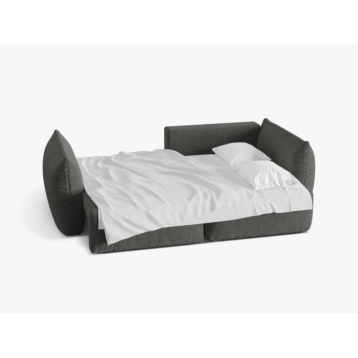 Bloom Modulares 3-Sitzer Ecksofa mit Schlaffunktion und Bettkasten, Rechte Seite, aus Strukturierter Stoff in Dunkelgrau (Wind 89), 250x152 cm von Micadoni – Bild 3