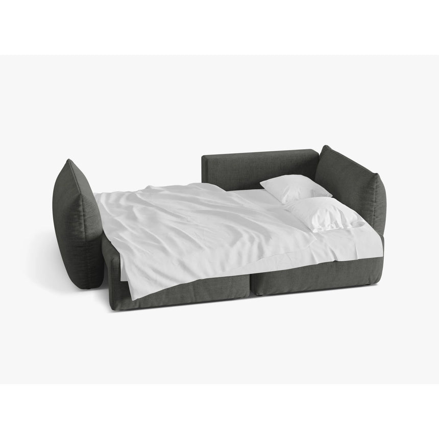 Bloom Modulares 3-Sitzer Ecksofa mit Schlaffunktion und Bettkasten, Rechte Seite, aus Strukturierter Stoff in Dunkelgrau (Wind 89), 250x152 cm von Micadoni – Bild 3
