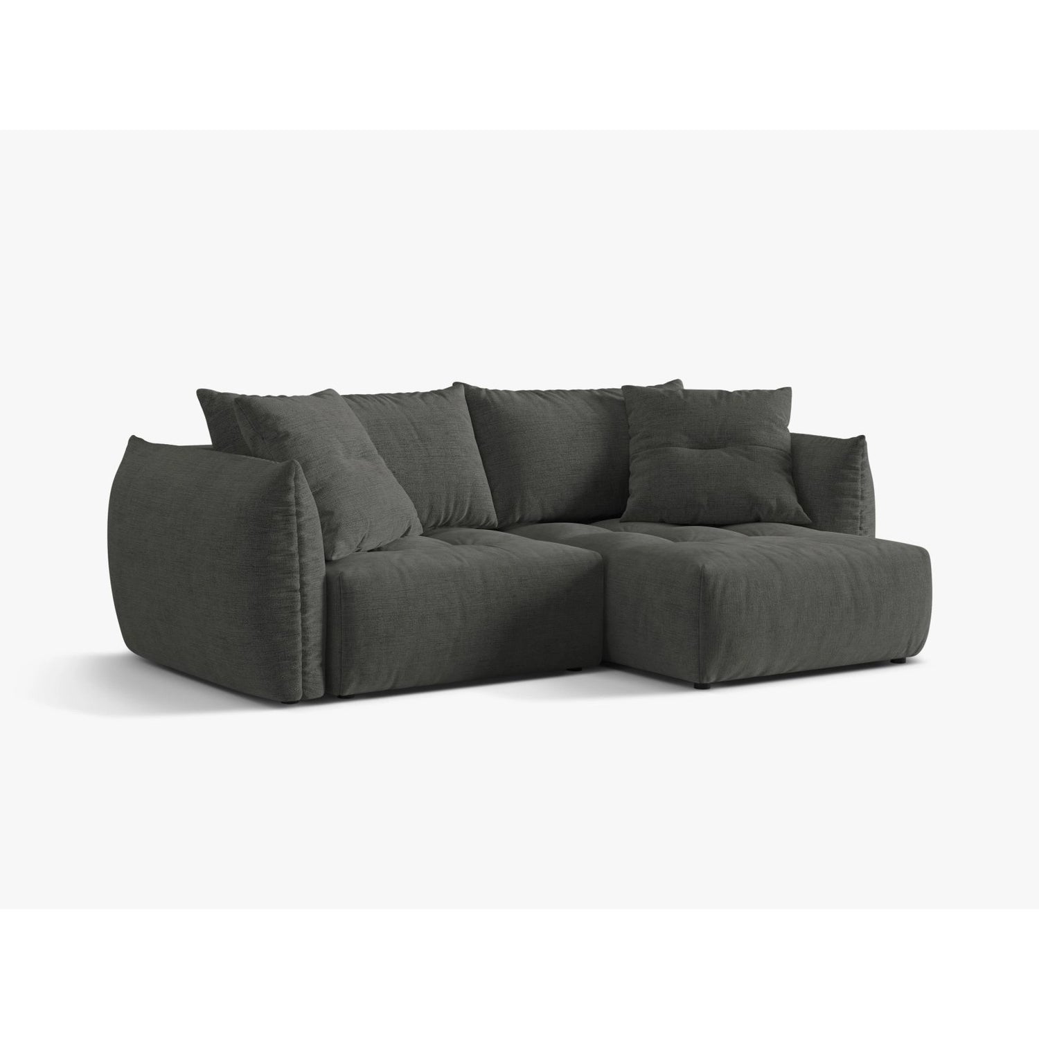 Bloom Modulares 3-Sitzer Ecksofa mit Schlaffunktion und Bettkasten, Rechte Seite, aus Strukturierter Stoff in Dunkelgrau (Wind 89), 250x152 cm von Micadoni – Bild 4