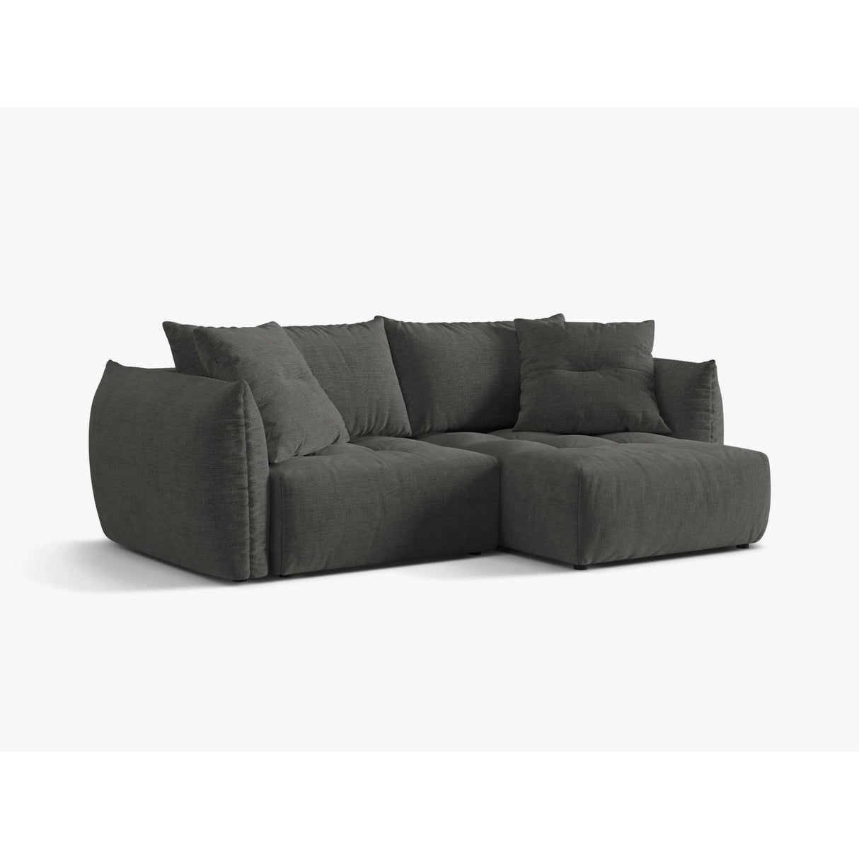 Bloom Modulares 3-Sitzer Ecksofa mit Schlaffunktion und Bettkasten, Rechte Seite, aus Strukturierter Stoff in Dunkelgrau (Wind 89), 250x152 cm von Micadoni – Bild 4
