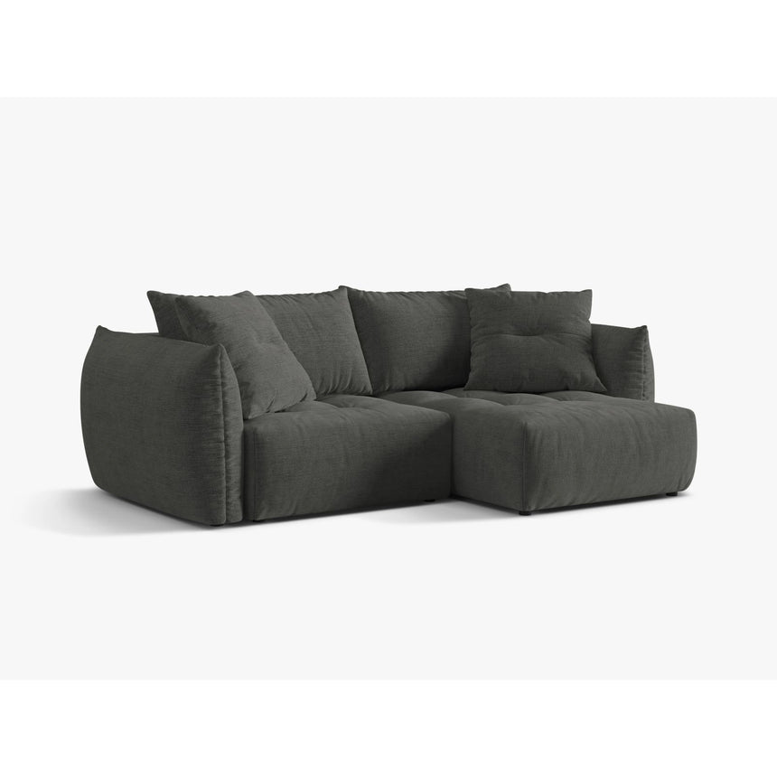 Bloom Modulares 3-Sitzer Ecksofa mit Schlaffunktion und Bettkasten, Rechte Seite, aus Strukturierter Stoff in Dunkelgrau (Wind 89), 250x152 cm von Micadoni – Bild 4