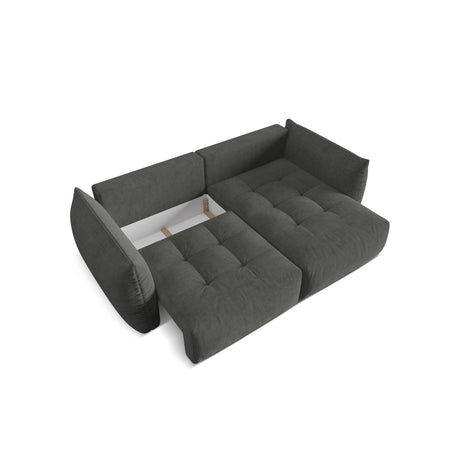 Bloom Modulares 3-Sitzer Ecksofa mit Schlaffunktion und Bettkasten, Rechte Seite, aus Strukturierter Stoff in Dunkelgrau (Wind 89), 250x152 cm von Micadoni – Bild 5