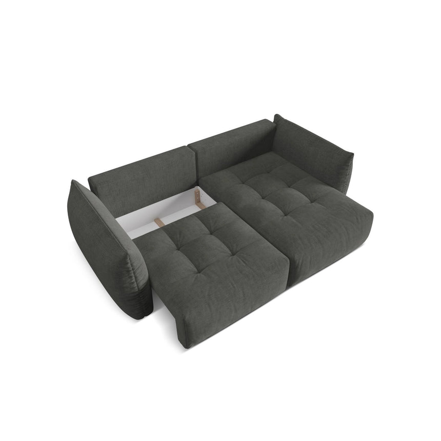 Bloom Modulares 3-Sitzer Ecksofa mit Schlaffunktion und Bettkasten, Rechte Seite, aus Strukturierter Stoff in Dunkelgrau (Wind 89), 250x152 cm von Micadoni – Bild 5