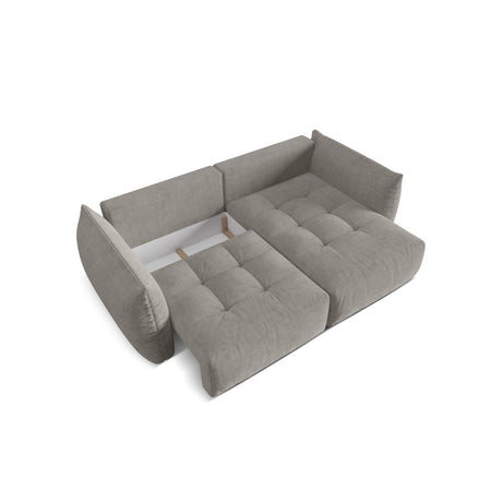 Bloom Modulares 3-Sitzer Ecksofa mit Schlaffunktion und Bettkasten, Rechte Seite, aus Strukturierter Stoff in Hellgrau (Wind 84), 250x152 cm von Micadoni – Bild 5