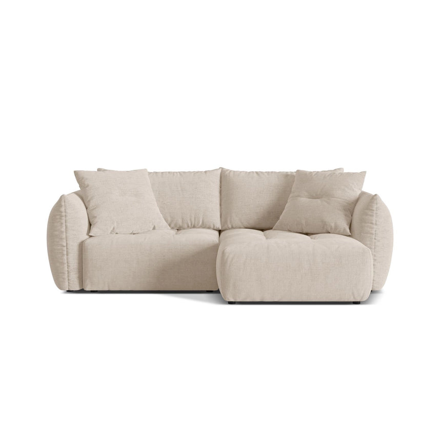 Bloom Modulares 3-Sitzer Ecksofa mit Schlaffunktion und Bettkasten, Rechte Seite, aus Strukturierter Stoff in Leichtes Beige (Wind 05), 250x152 cm von Micadoni – Bild 1