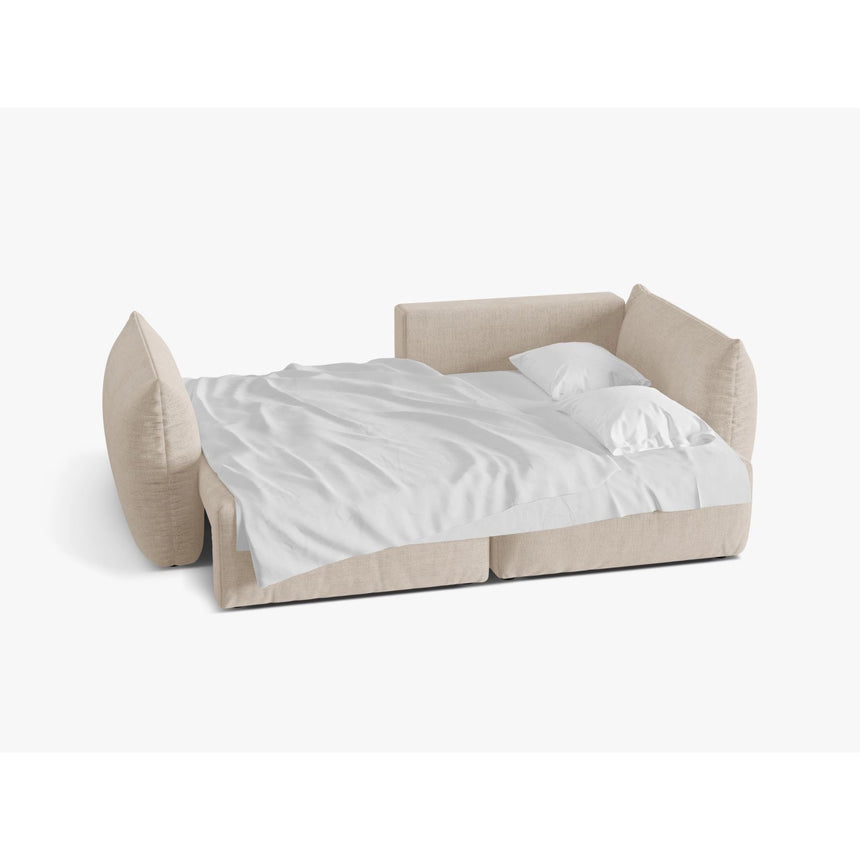 Bloom Modulares 3-Sitzer Ecksofa mit Schlaffunktion und Bettkasten, Rechte Seite, aus Strukturierter Stoff in Leichtes Beige (Wind 05), 250x152 cm von Micadoni – Bild 3