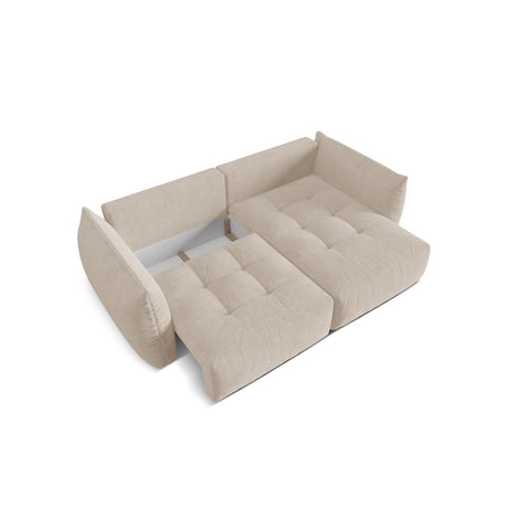 Bloom Modulares 3-Sitzer Ecksofa mit Schlaffunktion und Bettkasten, Rechte Seite, aus Strukturierter Stoff in Leichtes Beige (Wind 05), 250x152 cm von Micadoni – Bild 5