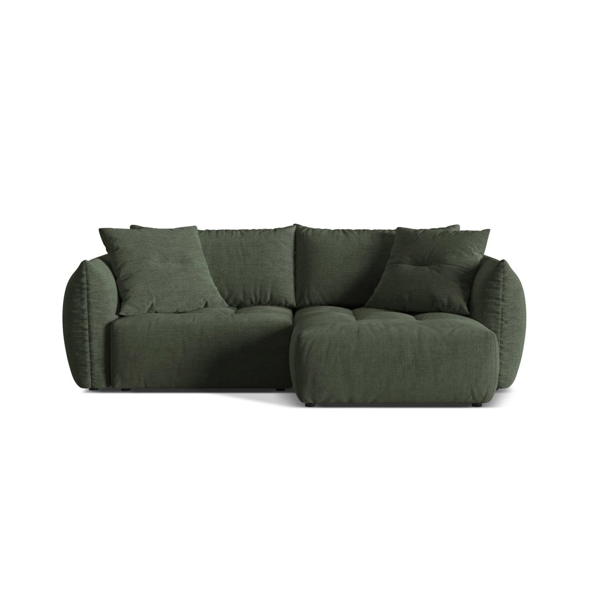 Bloom Modulares 3-Sitzer Ecksofa mit Schlaffunktion und Bettkasten, Rechte Seite, aus Strukturierter Stoff in Moosgrün (Wind 75), 250x152 cm von Micadoni – Bild 1